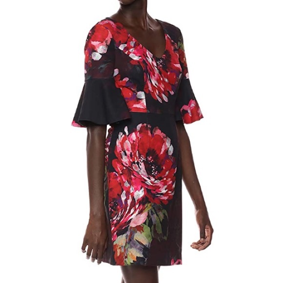 Trina Turk Float V Neck Ruffle Sleeve Dress - Picture 7 of 9